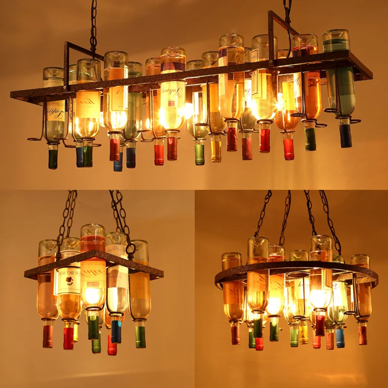 Kitchen Appliances With Red Knobs - ไฟ LED เหล็กสำหรับห้องนอนโคมไฟระย้าขวดไวน์สไตล์วินเทจโต๊ะทานอาหารโคมไฟติดเพดานขนาดเล็กสำหรับห้องเครื่องใช้ไฟฟ้าในบ้าน