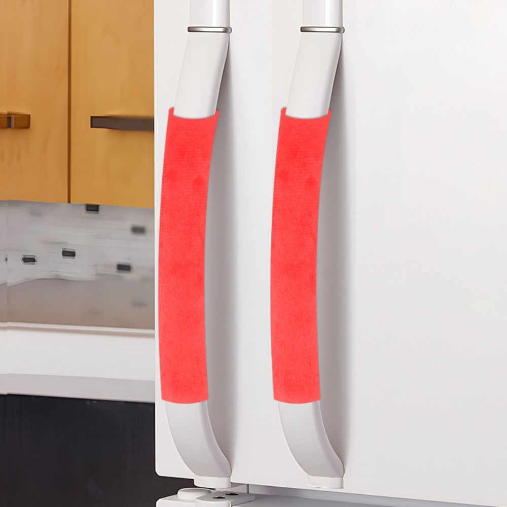 Kitchen Appliances With Red Knobs - ของตกแต่งตู้เย็น2ชิ้น/เซ็ตฝาครอบมือจับประตูเครื่องครัวมือจับตู้เย็นเตาอบกันลื่นที่ลูกบิดประตูสีดำสีเทาสีแดง