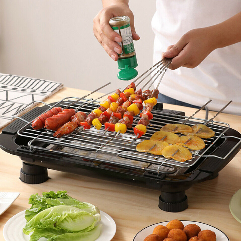 Electric Smoker Bbq - ครัวเรือน Smokeless Grill 2000W มัลติฟังก์ชั่ไฟฟ้า Griddle