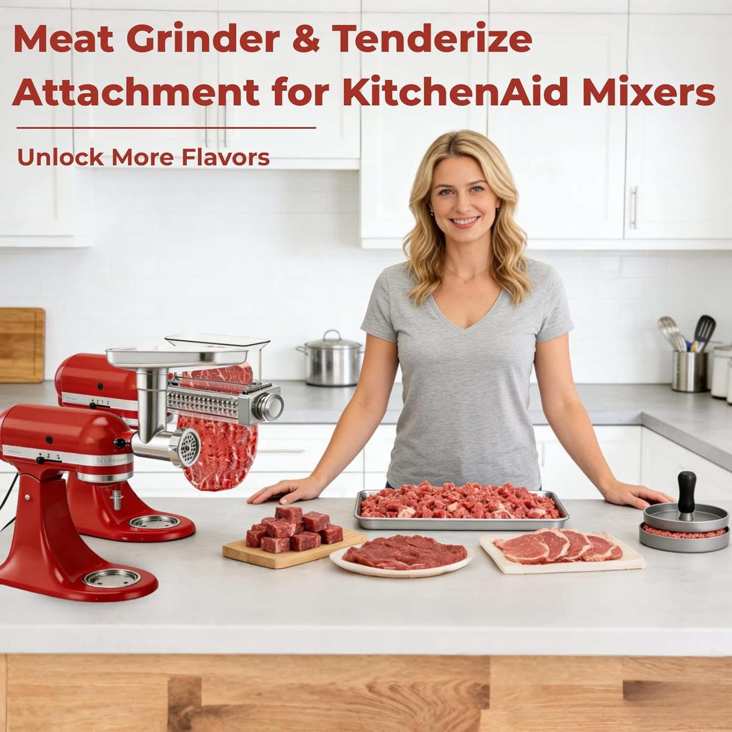 อุปกรณ์เสริมเครื่องผสมอาหาร Ki - Meat Grinder Attachment บทวิจารณ์และราคา